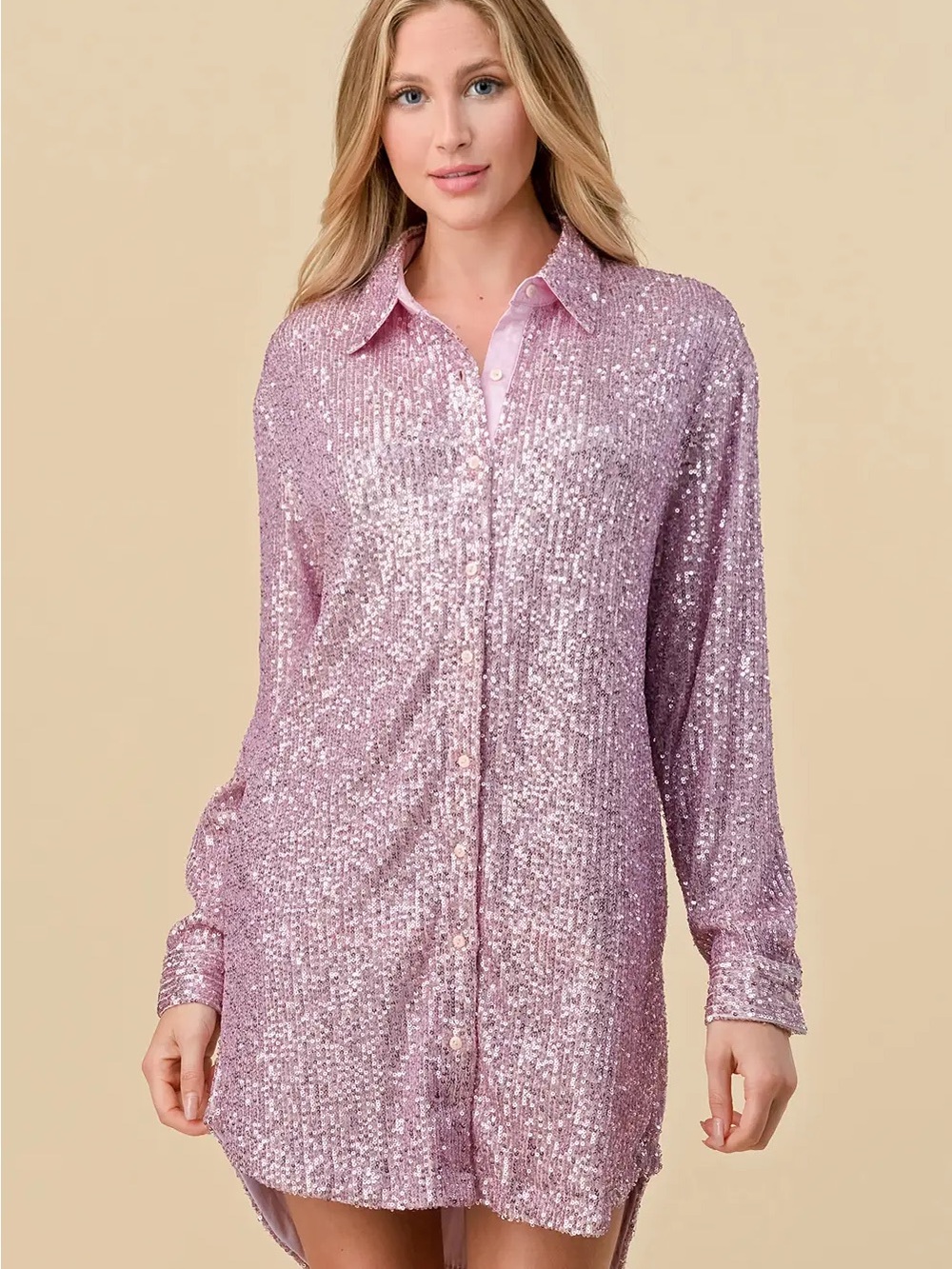 Style Rack Pink Sequin High-Low Dress